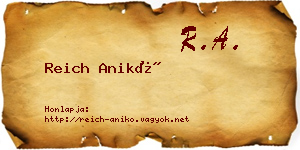 Reich Anikó névjegykártya